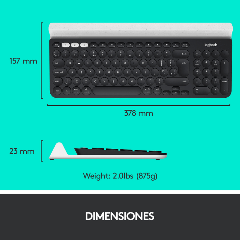 Teclado Logitech K780, Inalámbrico, Bluetooth, Negro (Español)