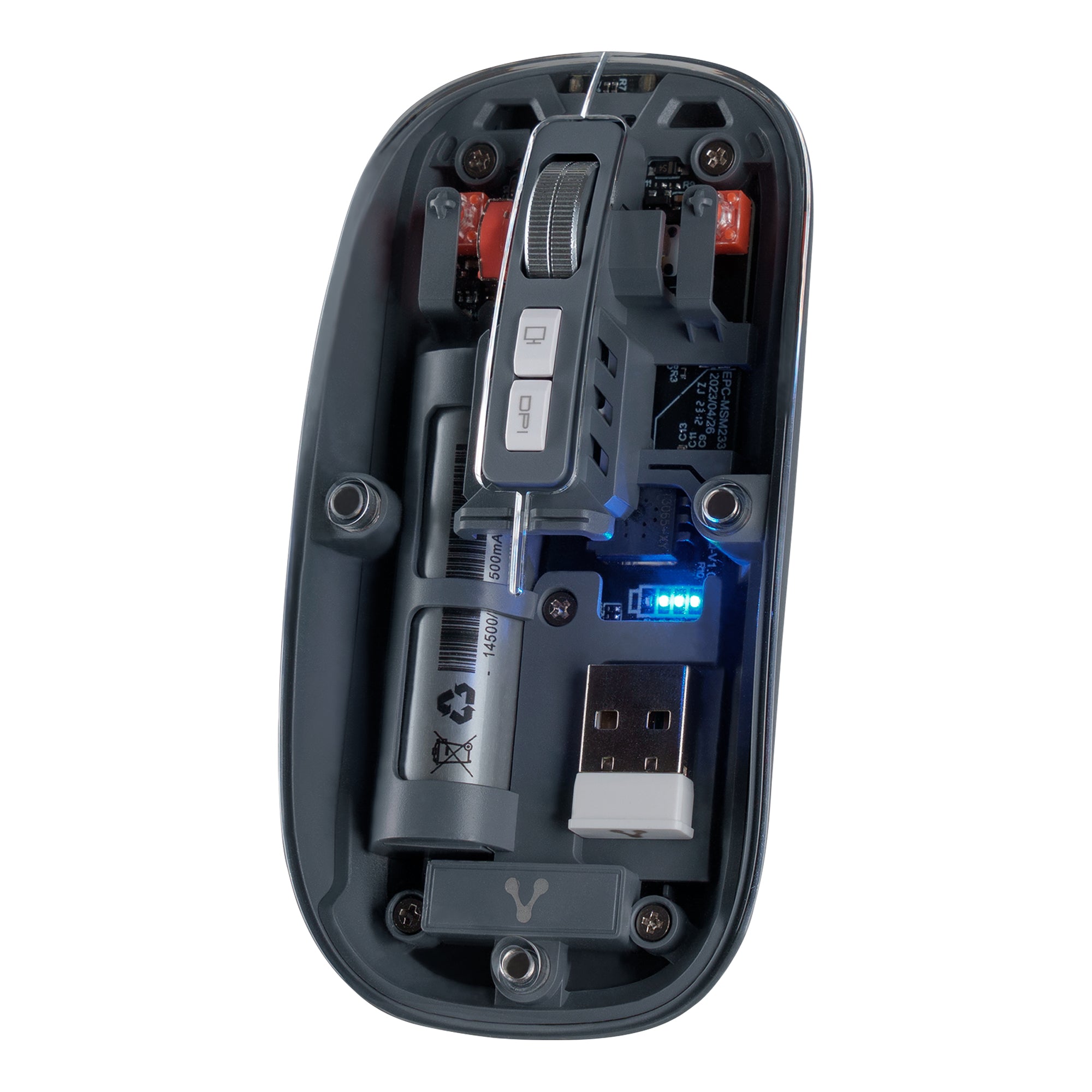 Mouse VORAGO Óptico MO-415, Inalámbrico, USB, 1600 DPI, Transparente