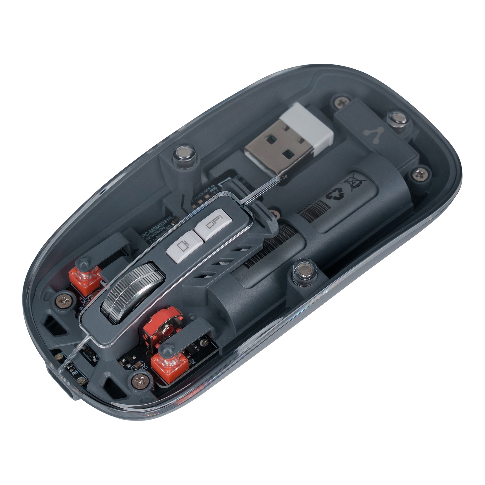 Mouse VORAGO Óptico MO-415, Inalámbrico, USB, 1600 DPI, Transparente