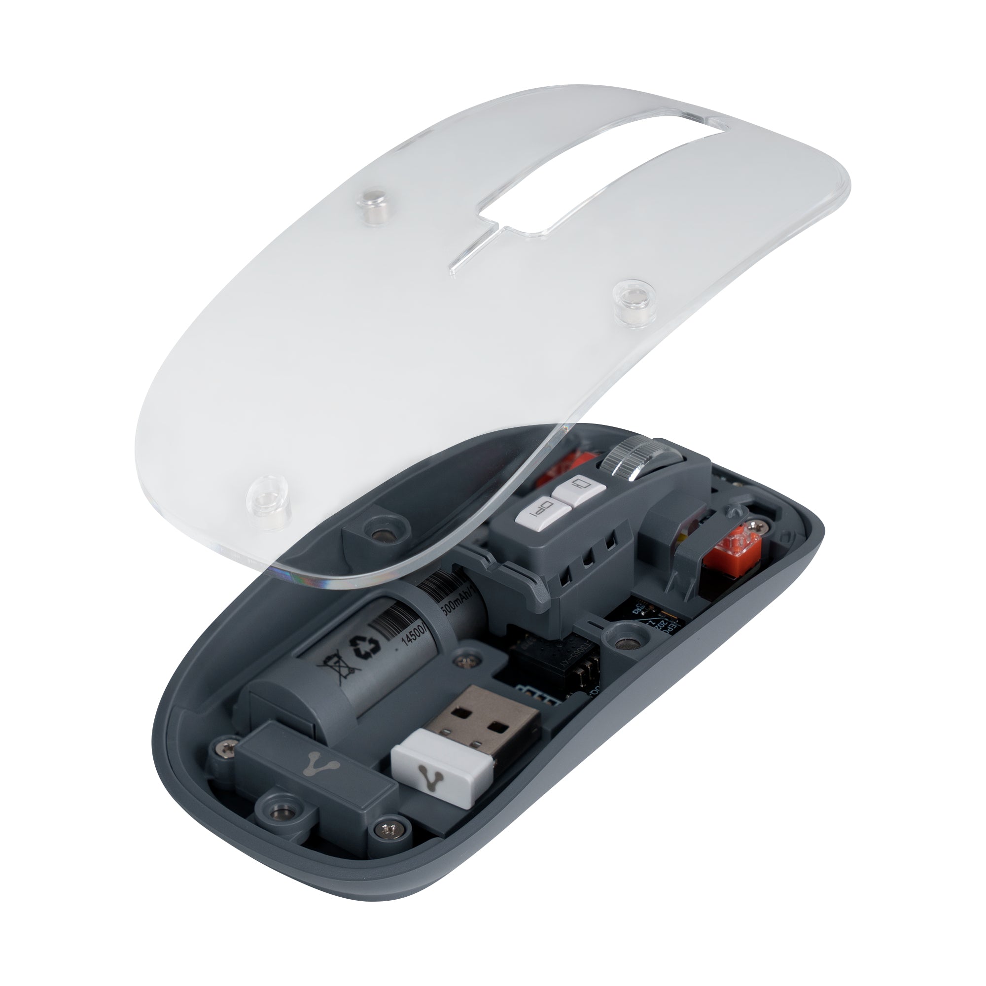 Mouse VORAGO Óptico MO-415, Inalámbrico, USB, 1600 DPI, Transparente