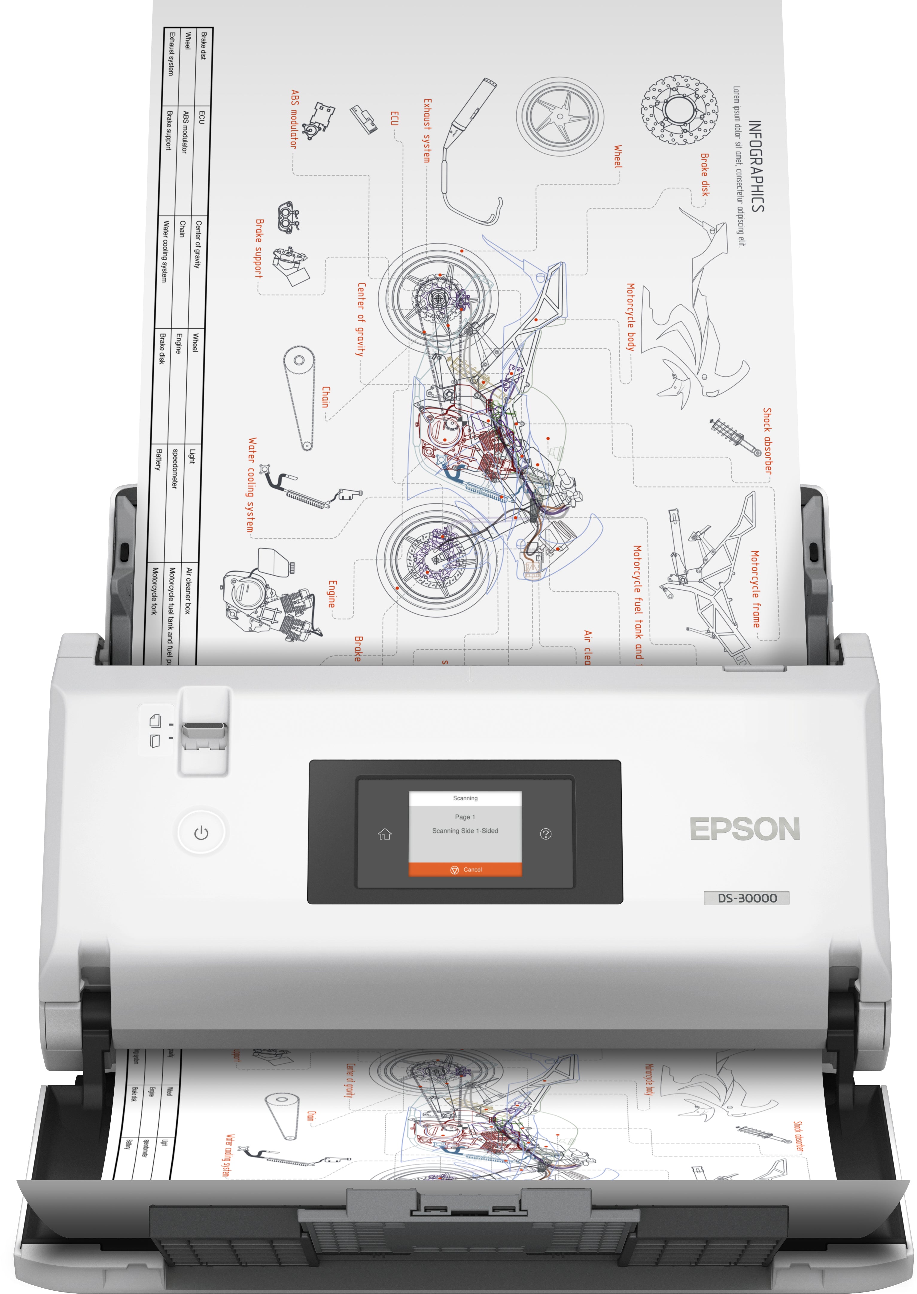 Scanner Epson DS-30000, 600 x 600DPI, Escáner Color, Escaneado Duplex, USB 3.0, Blanco/Negro