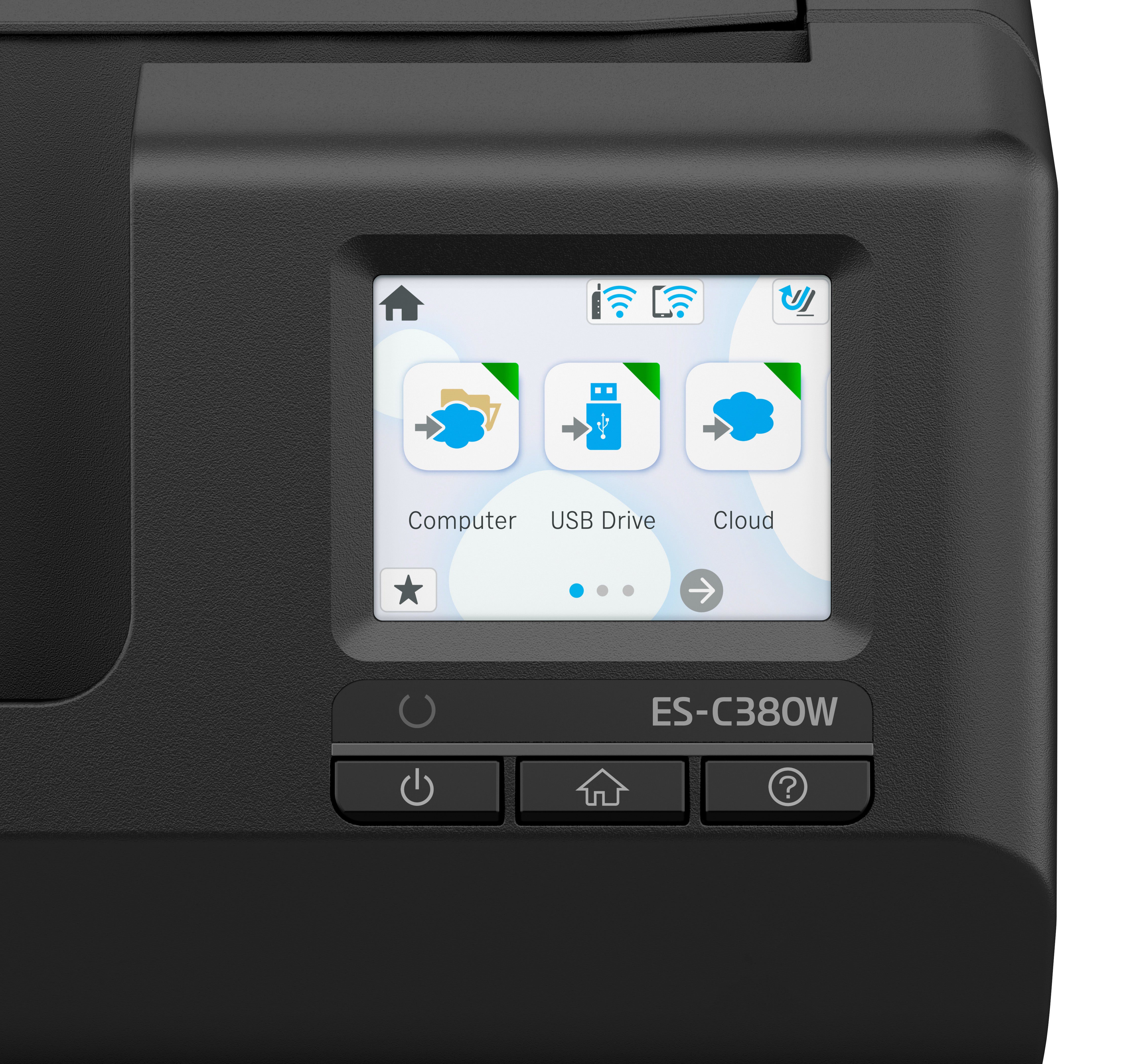 Scanner Epson WorkForce ES-C380W, 600 x 600 DPI, Escaneado Dúplex, USB, Wi-Fi, Negro
