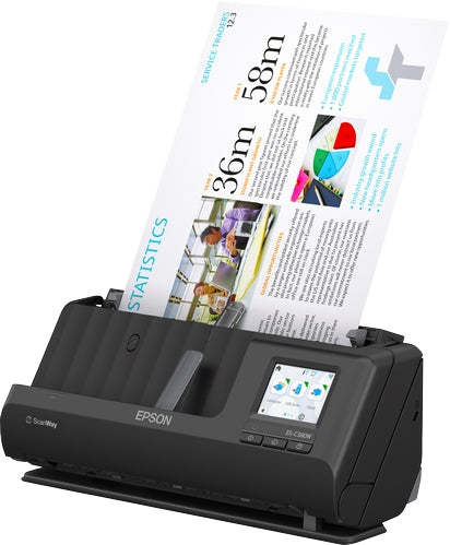 Scanner Epson WorkForce ES-C380W, 600 x 600 DPI, Escaneado Dúplex, USB, Wi-Fi, Negro