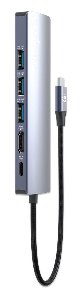 Manhattan Hub USB-C - HDMI, RJ-45, USB-A 3.0, USB-C, 5 Gbit/s