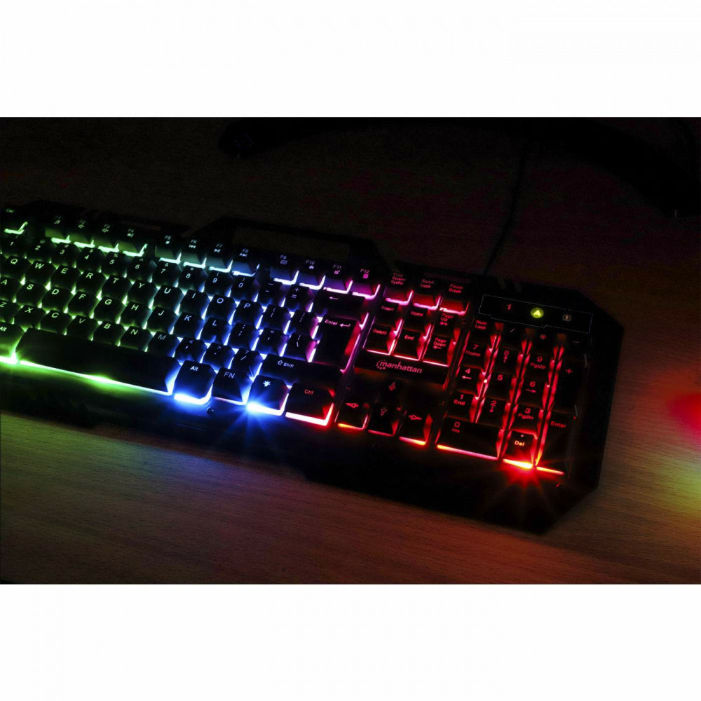 Teclado Gamer Manhattan 180610 RGB, Alámbrico, Negro (Español)