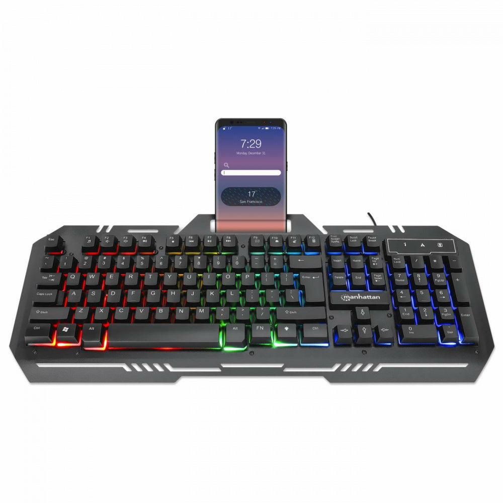 Teclado Gamer Manhattan 180610 RGB, Alámbrico, Negro (Español)