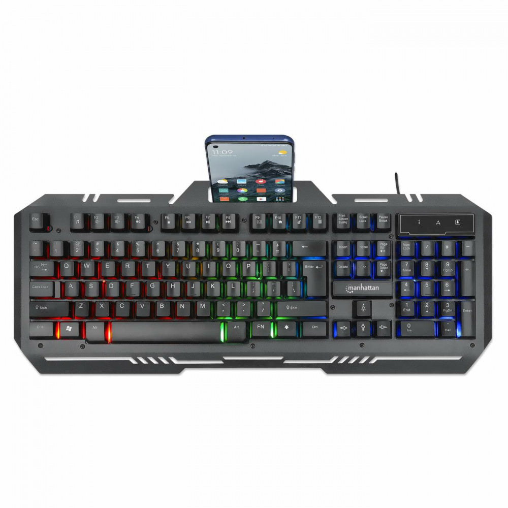 Teclado Gamer Manhattan 180610 RGB, Alámbrico, Negro (Español)