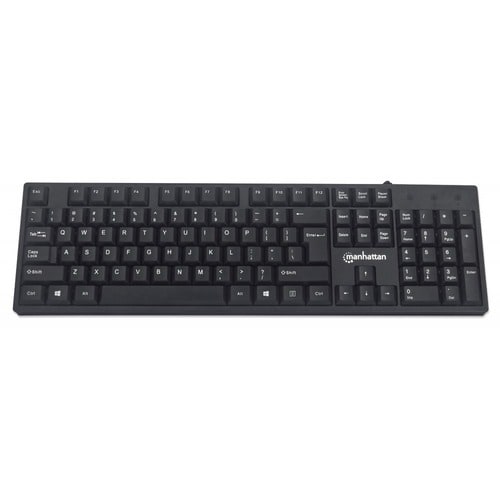 Teclado Manhattan 179324, Alámbrico, USB, Negro, Inglés