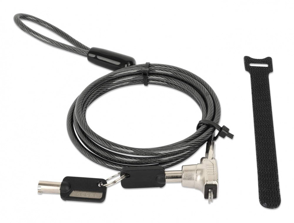 Manhattan Candado de Llave para Laptop 440509, 1.5 Metros, Negro