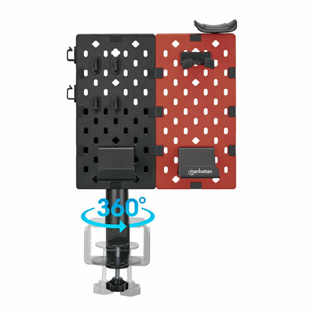 Manhattan Soporte para Escritorio con Tablero Organizador, hasta 1.5Kg, Negro/Rojo