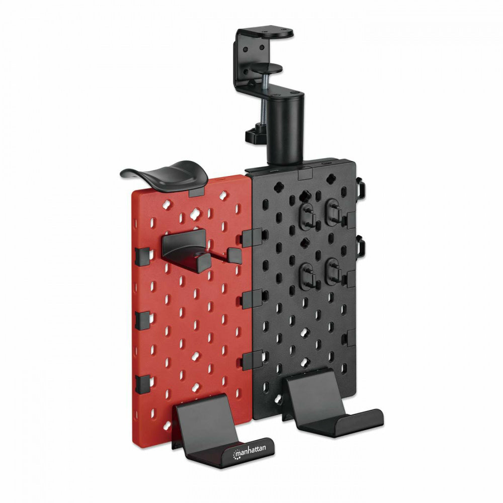 Manhattan Soporte para Escritorio con Tablero Organizador, hasta 1.5Kg, Negro/Rojo