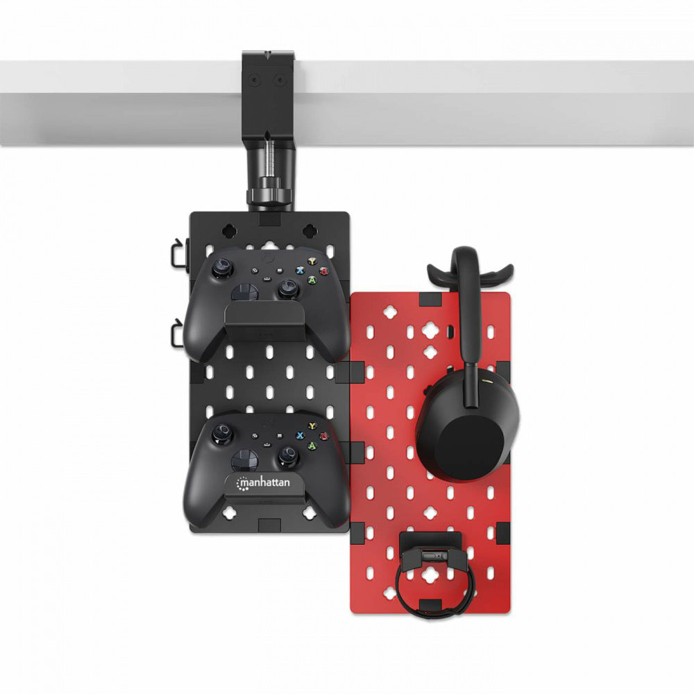 Manhattan Soporte para Escritorio con Tablero Organizador, hasta 1.5Kg, Negro/Rojo