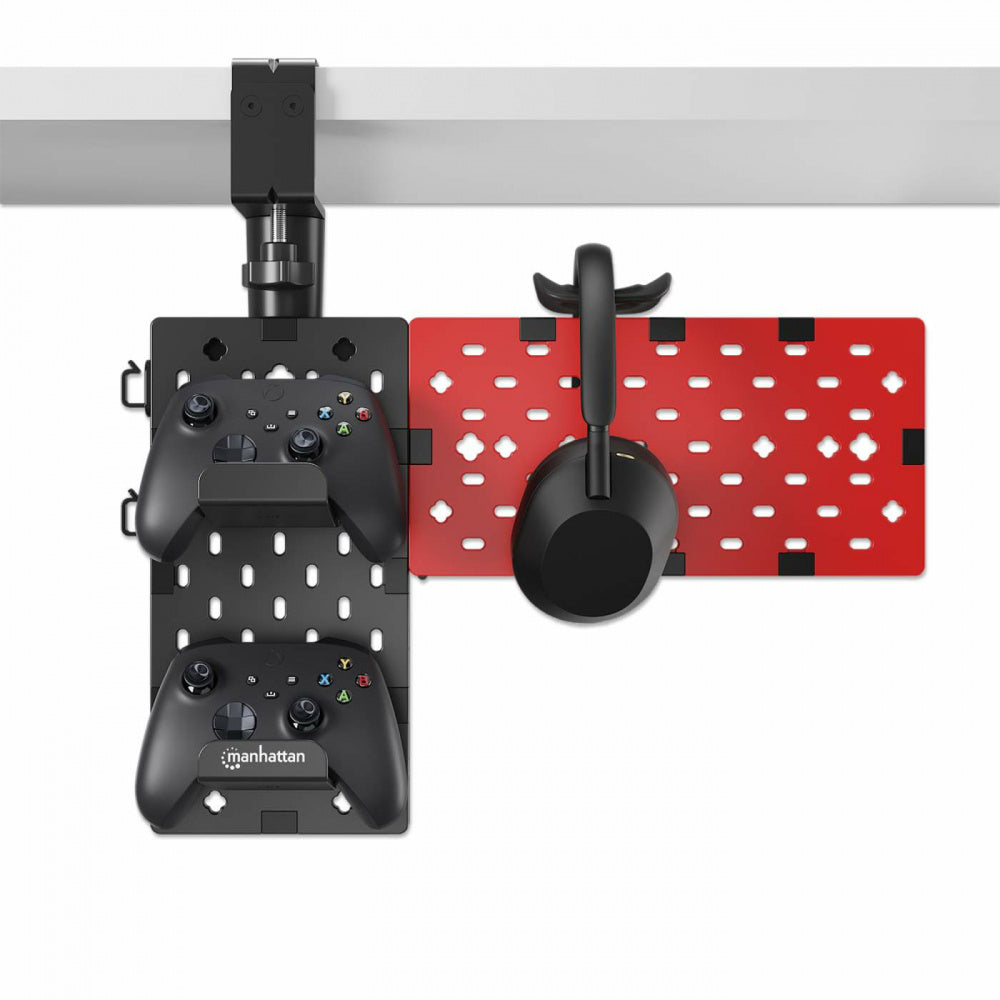 Manhattan Soporte para Escritorio con Tablero Organizador, hasta 1.5Kg, Negro/Rojo