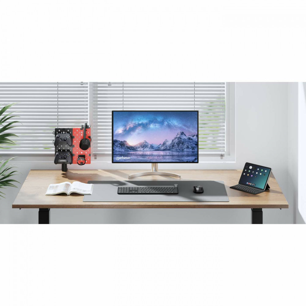 Manhattan Soporte para Escritorio con Tablero Organizador, hasta 1.5Kg, Negro/Rojo