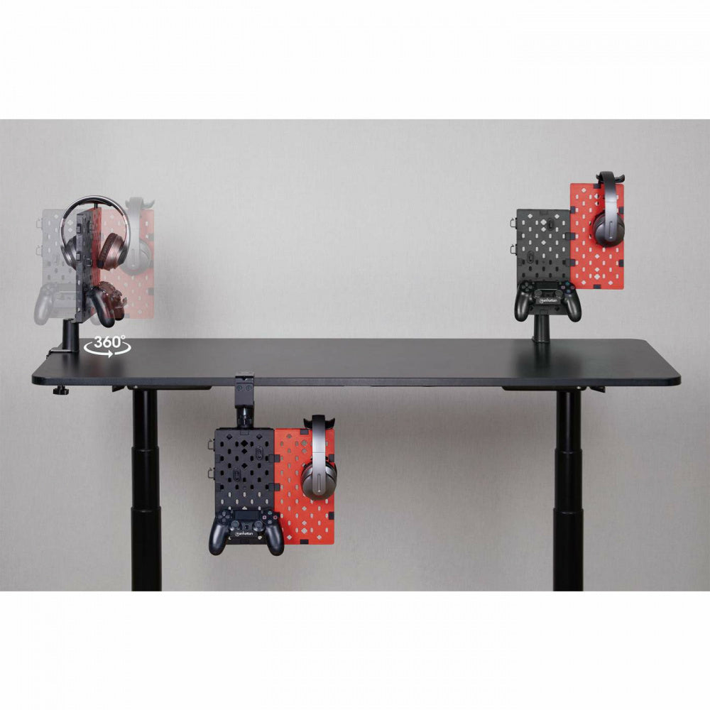 Manhattan Soporte para Escritorio con Tablero Organizador, hasta 1.5Kg, Negro/Rojo
