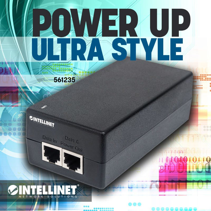 Intellinet Inyector de Corriente PoE Gigabit 561235, 60W, 2x RJ-45