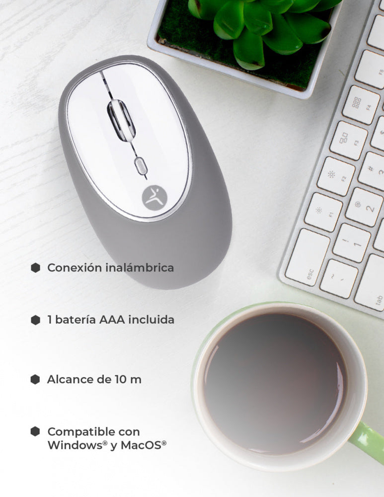 Mouse TechZone Óptico Jelly-Mate, RF Inalámbrico, 1200 DPI, Gris