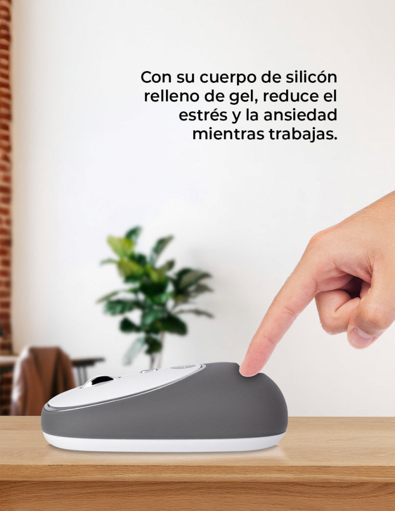 Mouse TechZone Óptico Jelly-Mate, RF Inalámbrico, 1200 DPI, Gris