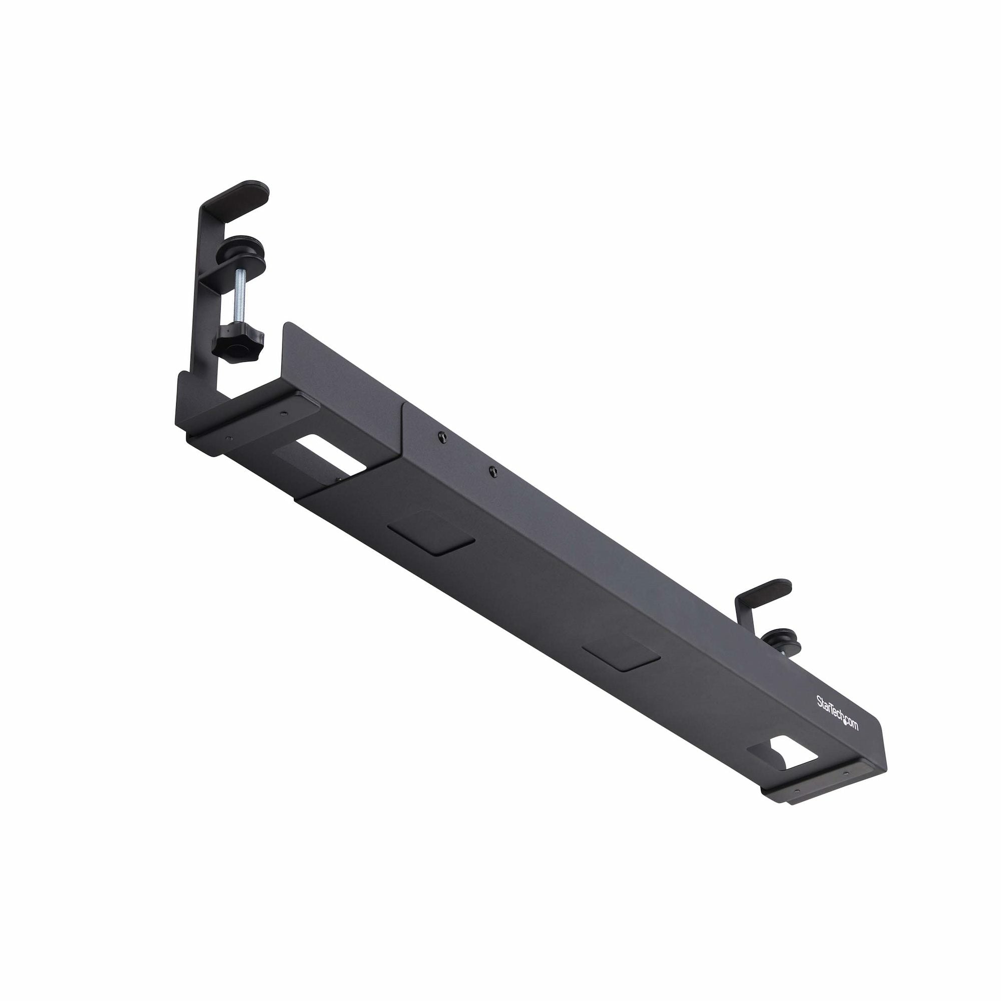 StarTech.com Bandeja Administrador de Cables Negro - para Debajo del Escritorio - Ajustable - Instalación sin Perforaciónes - Negro - Bandeja para gestión de cable - 800.1mm Longitud - Acero con recubrimiento de polvo