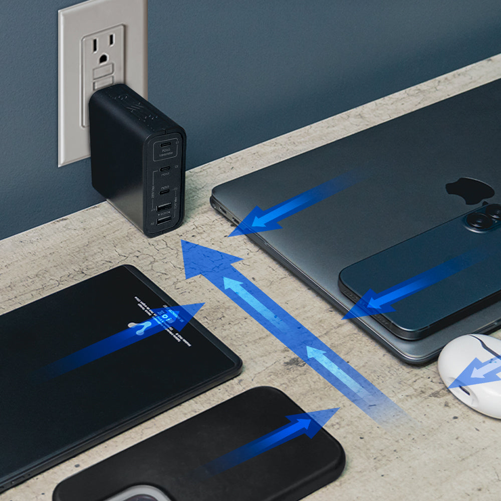 Vorago Cargador de Pared, 100W, 3x USB-C, 2x USB-A, Negro
