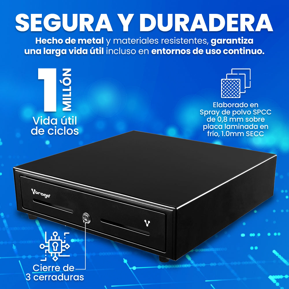 Cajón de Dinero Vorago CD-100 con Llave, 7kg, Negro