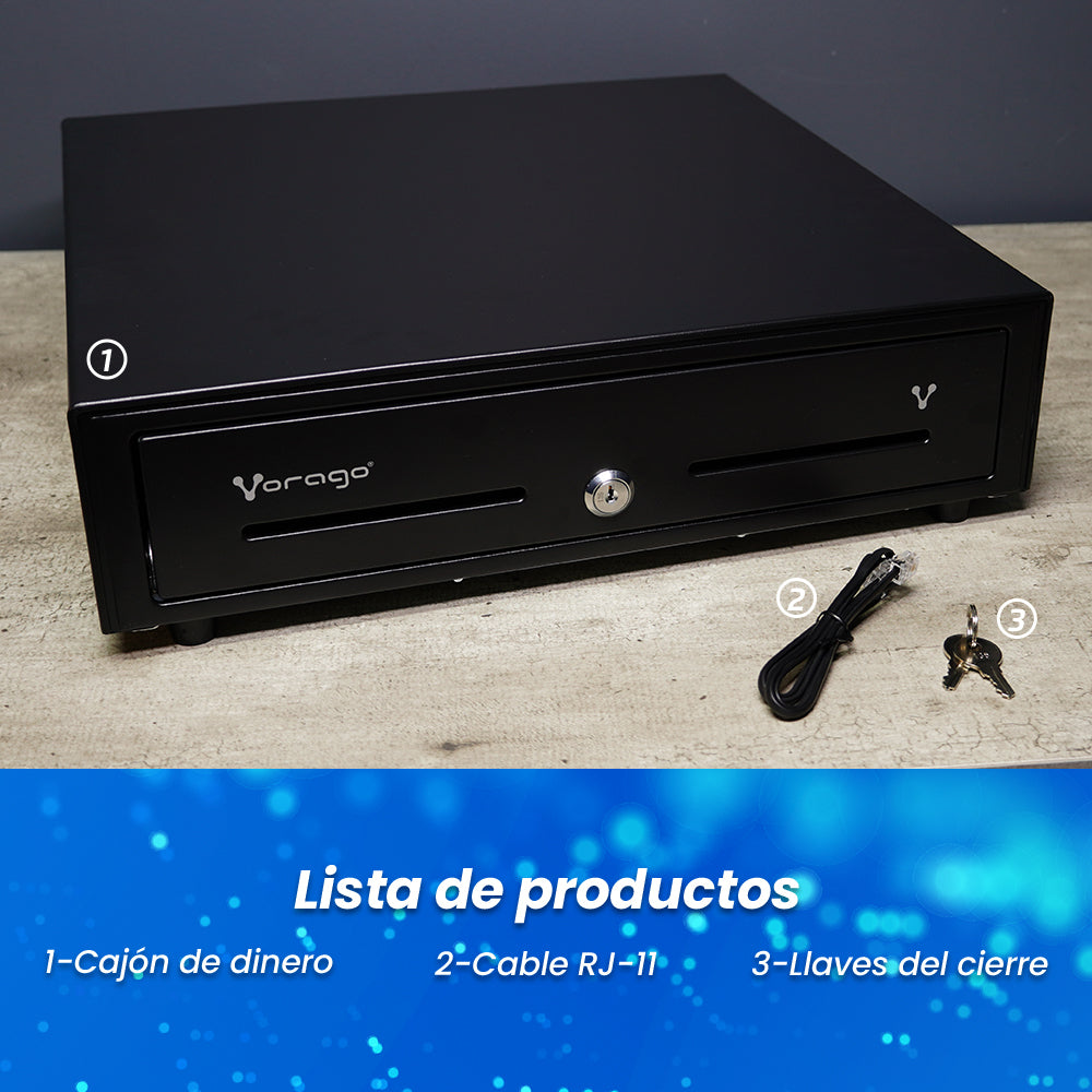 Cajón de Dinero Vorago CD-100 con Llave, 7kg, Negro