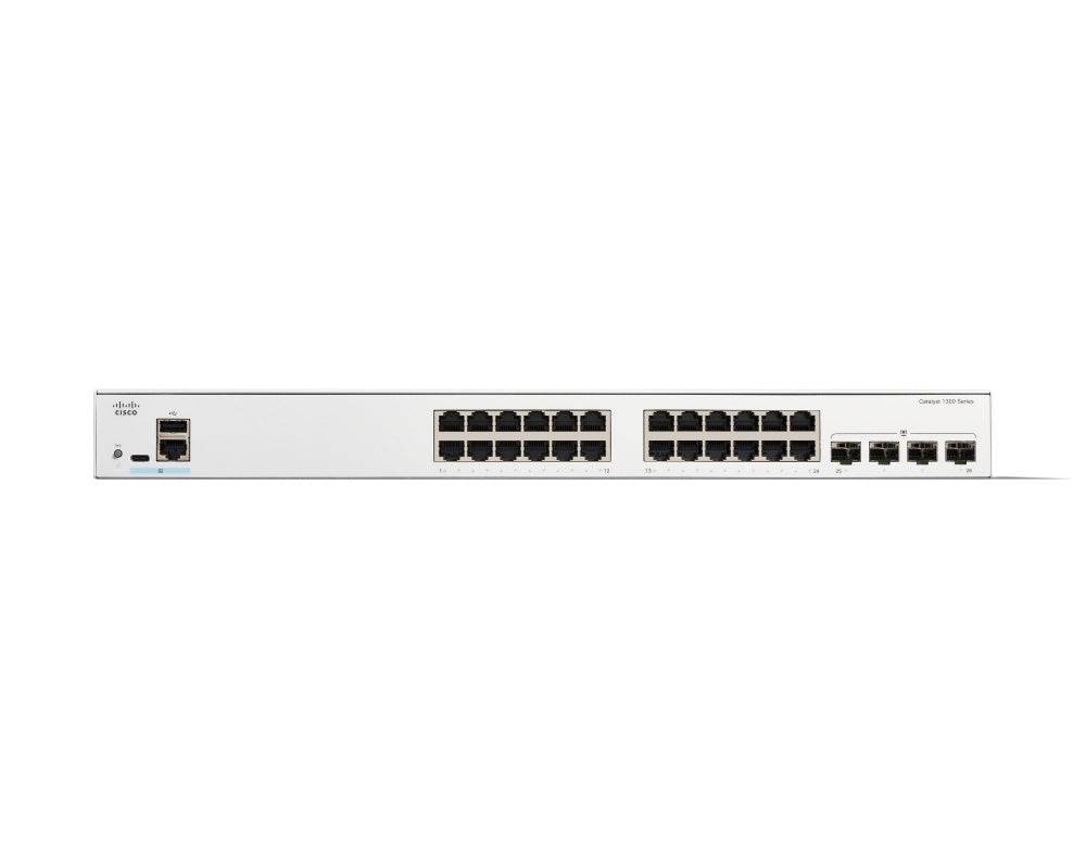 Switch Cisco Gigabit Ethernet Catalyst 1300, 24 Puertos 10/100/1000Mbps + 4 Puertos SFP - Administrable