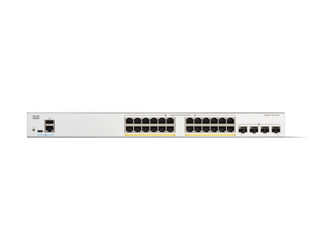 Switch Cisco Gigabit Ethernet Catalyst 1200, 24 Puertos PoE+ 10/100/1000Mbps + 4 Puertos SFP+, 375W, 128 Gbit/s - Administrable