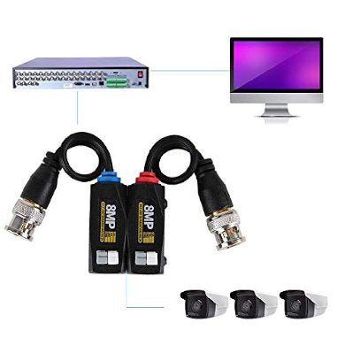 TRANSCEPTOR BALUN DE VIDEO PASIVO 8MP HDCVI/TVI/AHD