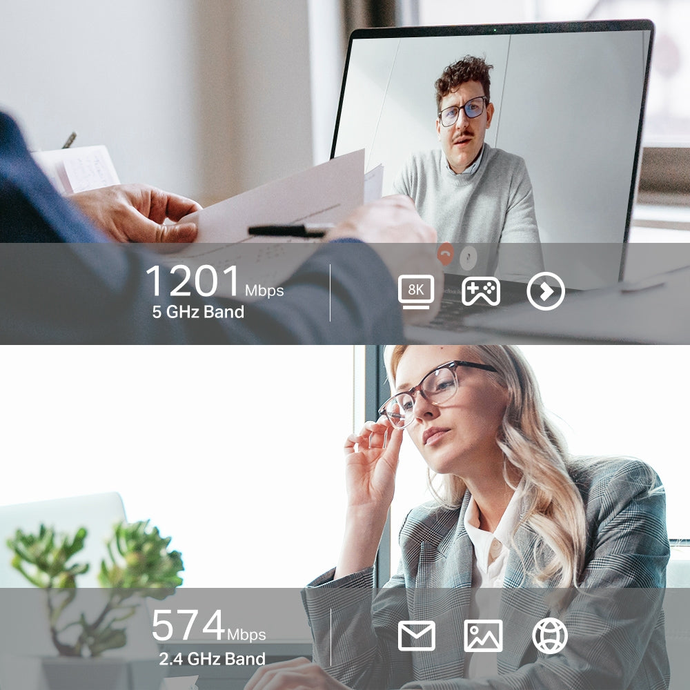 TP-Link Adaptador de Red USB TX20UH, Alámbrico, WLAN, 1201Mbit/s, Doble Banda 2.4/5 GHz