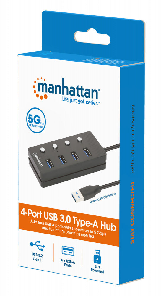 Hub USB 3.0 Tipo-A de 4 puertos - Manhattan