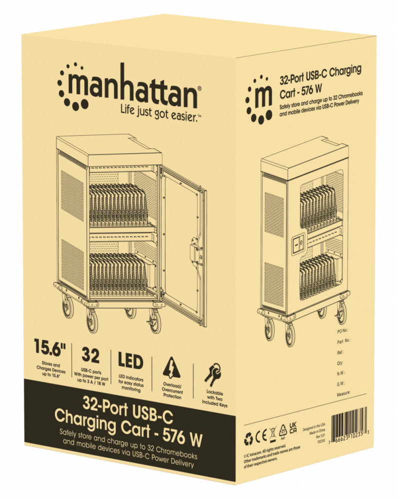 Manhattan Estación de Carga 102353, 32 Contactos AC, 240V, Negro