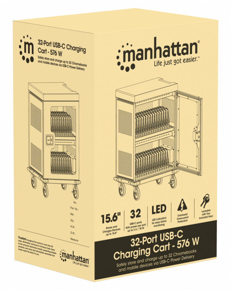 Manhattan Estación de Carga 102353, 32 Contactos AC, 240V, Negro