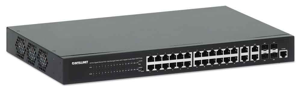 Switch Intellinet Gigabit Ethernet 561426, 24 Puertos 10/100/1000Mbps + 4x Puertos SFP, 56 Gbit/s, 8000 Entradas - No Administrable