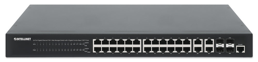 Switch Intellinet Gigabit Ethernet 561426, 24 Puertos 10/100/1000Mbps + 4x Puertos SFP, 56 Gbit/s, 8000 Entradas - No Administrable
