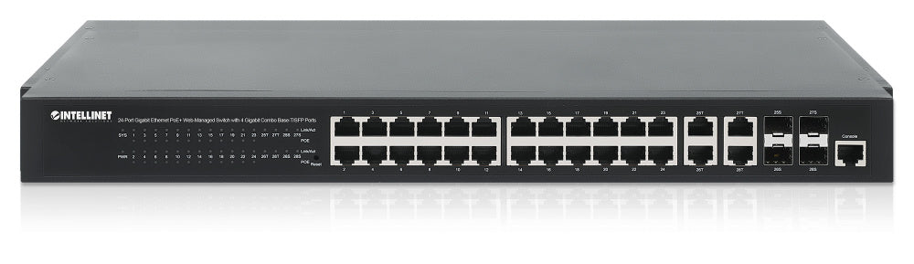 Switch Intellinet Gigabit Ethernet 561426, 24 Puertos 10/100/1000Mbps + 4x Puertos SFP, 56 Gbit/s, 8000 Entradas - No Administrable