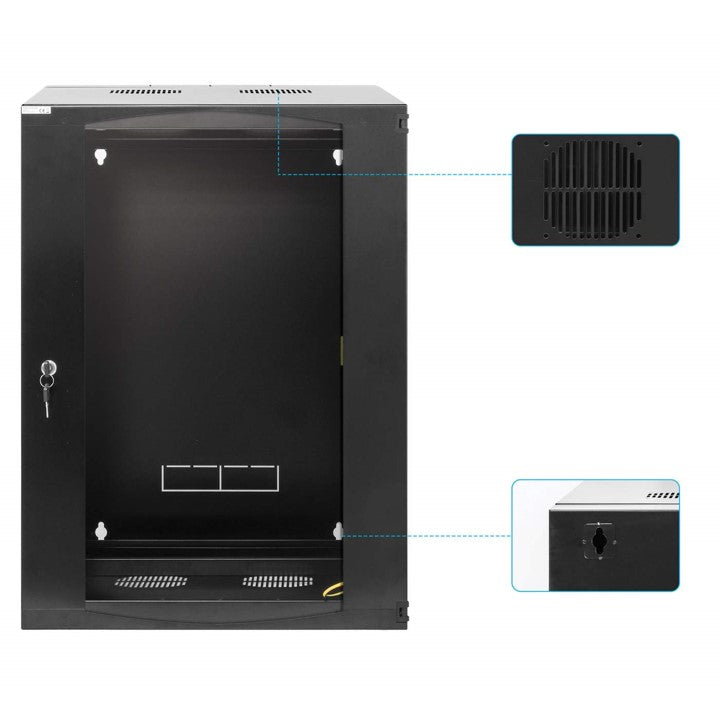 Intellinet 15U Montable en bastidor, Montaje en pared Armario de bastidor para Conmutador LAN,