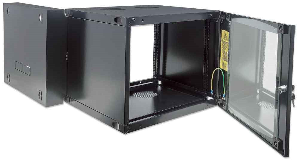 Intellinet 9U Montaje en pared Gabinete cerrado Armario de bastidor para Conmutador LAN, Panel de