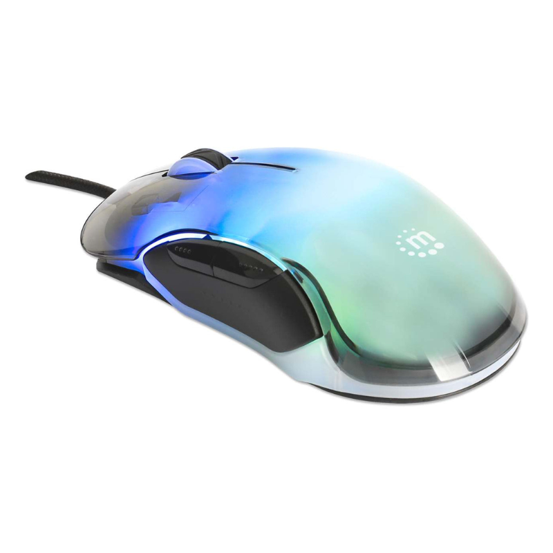 Manhattan Tama?o completo Mouse - USB Tipo A - Óptico - 5 Botón(es) - Transparente - Cable - 12800