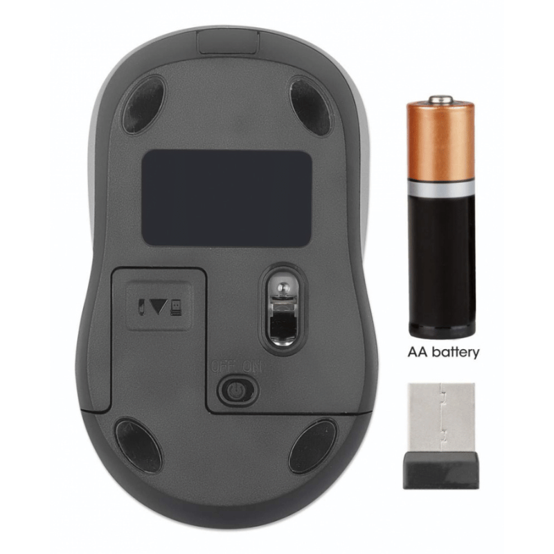 Mouse Manhattan MW3075, Inalámbrico, Óptico, 1.200DPI, RF Inalámbrico, Negro