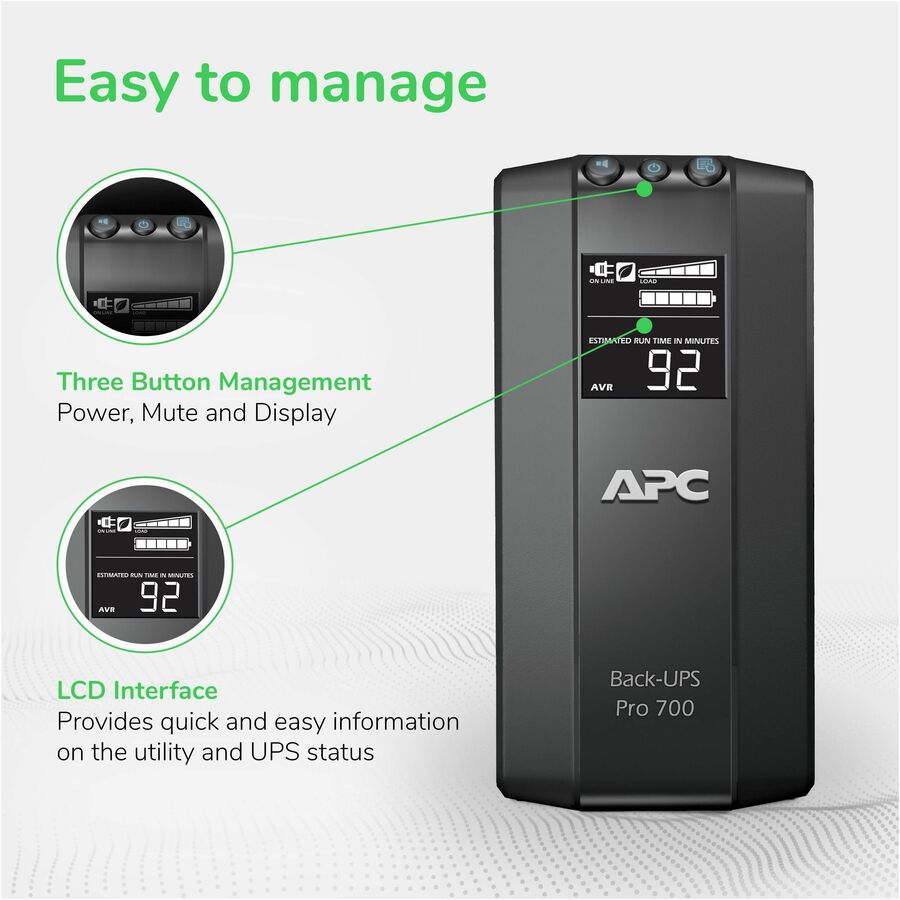 No Break APC Pro BR700G Línea Interactiva, 420W, 700VA, Entrada 120V - 143V, Salida 120V, 6 Salidas