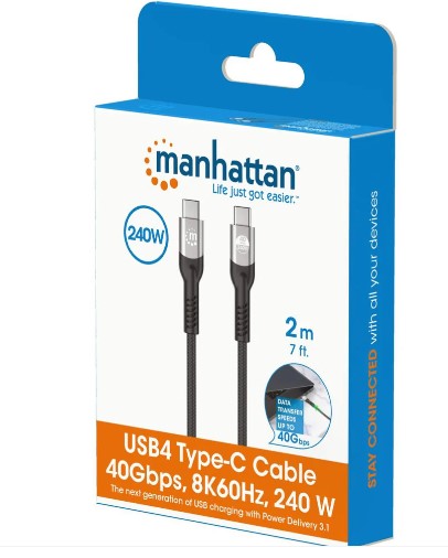 Manhattan Cable USB-C Macho - USB-C Macho, 2 Metros