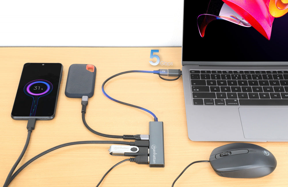 Manhattan Hub USB-C/USB-A - USB-A 3.1, USB-C, 5 Gbit/s