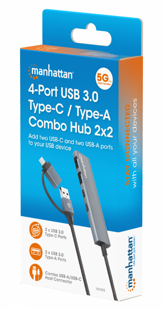 Manhattan Hub USB-C/USB-A - USB-A 3.1, USB-C, 5 Gbit/s