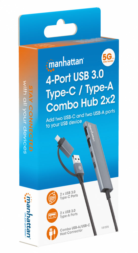 Manhattan Hub USB-C/USB-A - USB-A 3.1, USB-C, 5 Gbit/s