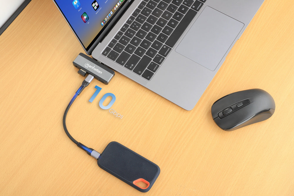 Manhattan Docking Station 190404 USB C, 1x USB, 1x USB C PD, 1x HDMI, 1x 3.5mm, Gris