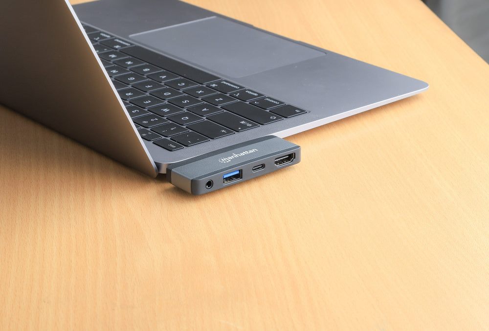Manhattan Docking Station 190404 USB C, 1x USB, 1x USB C PD, 1x HDMI, 1x 3.5mm, Gris