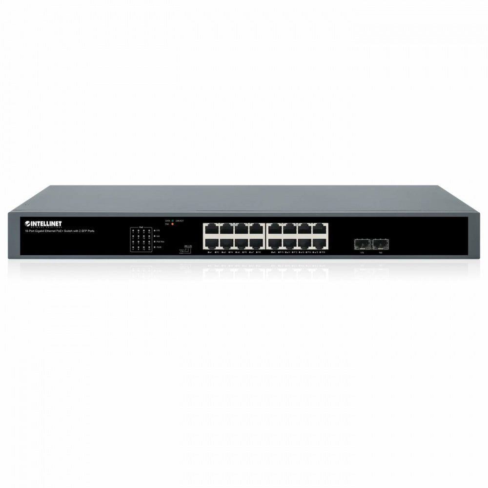 Switch PoE+ con 16 puertos Gigabit Ethernet y 2 puertos SFP - Intellinet Switch PoE
