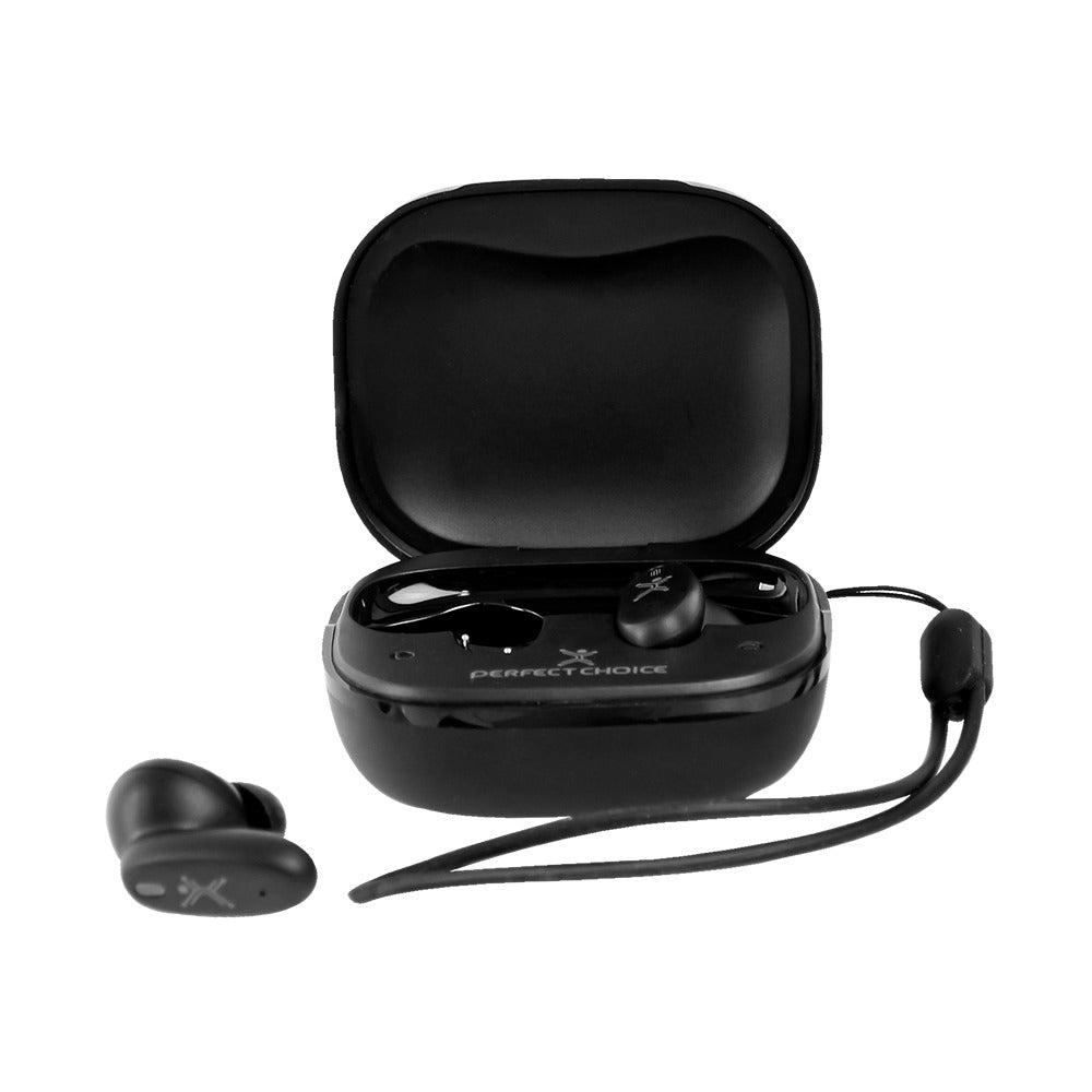 Auricular Perfect Choice True Wireless Auricular Estéreo - Negro - Binaural - Intrauditivo - 1000cm