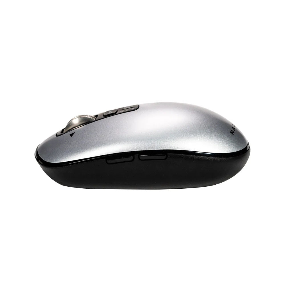 Mouse Naceb - Frecuencia Bluetooth/Radio - USB - 6 Botón(es) - Plata - Inalámbrico - 2.40GHz - 3200